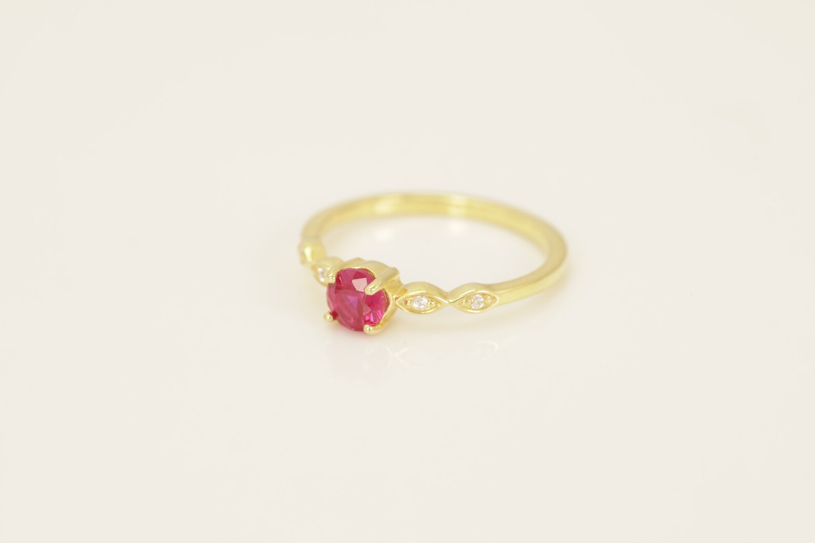 Ruby and Diamond Engagement Ring, July Birthstone, Ruby Ring, 18k Gold Unique Promise Ring, Marquise Ring